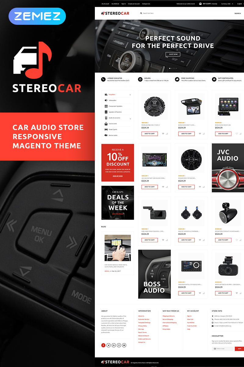 Responsywny szablon Magento StereoCar - Car Audio Store #66051 - zrzut ekranu