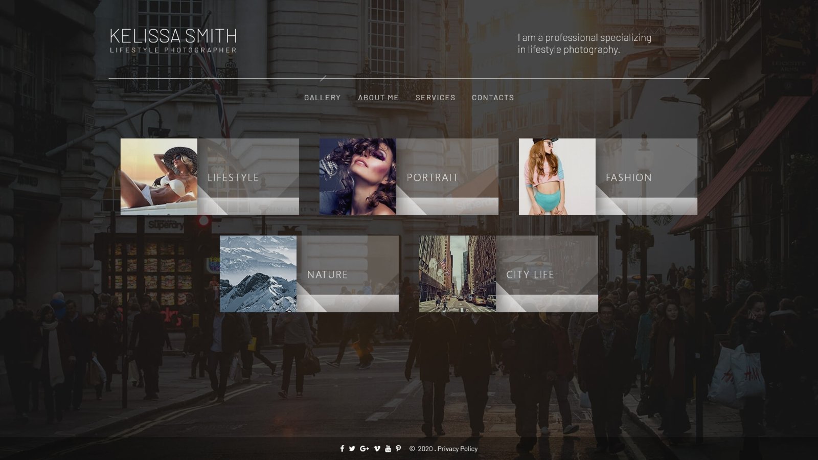 Tema Siti Web Responsive #66006 "Kelissa Smith - Photographer Portfolio"