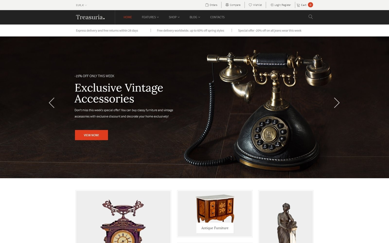 WooCommerce Theme namens "Treasuria - Antique & Vintage" #66075