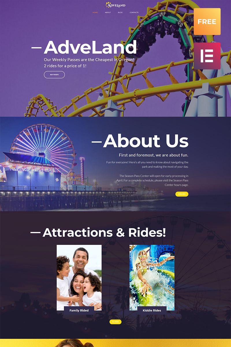 WordPress Theme namens "Adveland Amusement Park" #66076 - Screenshot