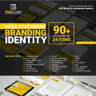 Фирменный стиль "Web Design Agency Stationery Mega Branding Bundle" #66128