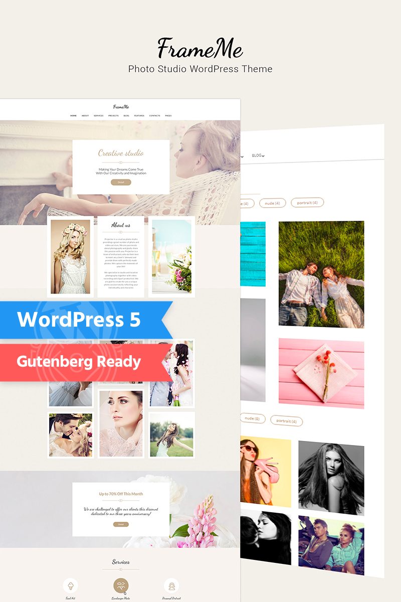 "FrameMe - Photography Studio" - WordPress шаблон №66179