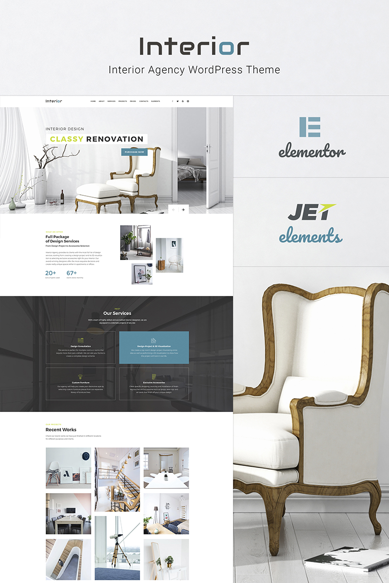 Responsywny motyw WordPress Interior - Interior Design Company Responsive #66130 - zrzut ekranu