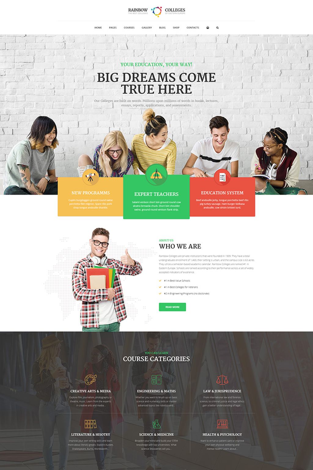 Rainbow Colleges - E-Course WordPress Theme - screenshot