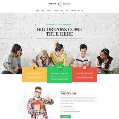 Rainbow Colleges - Online Kurslar için Harika WordPress Teması #66265