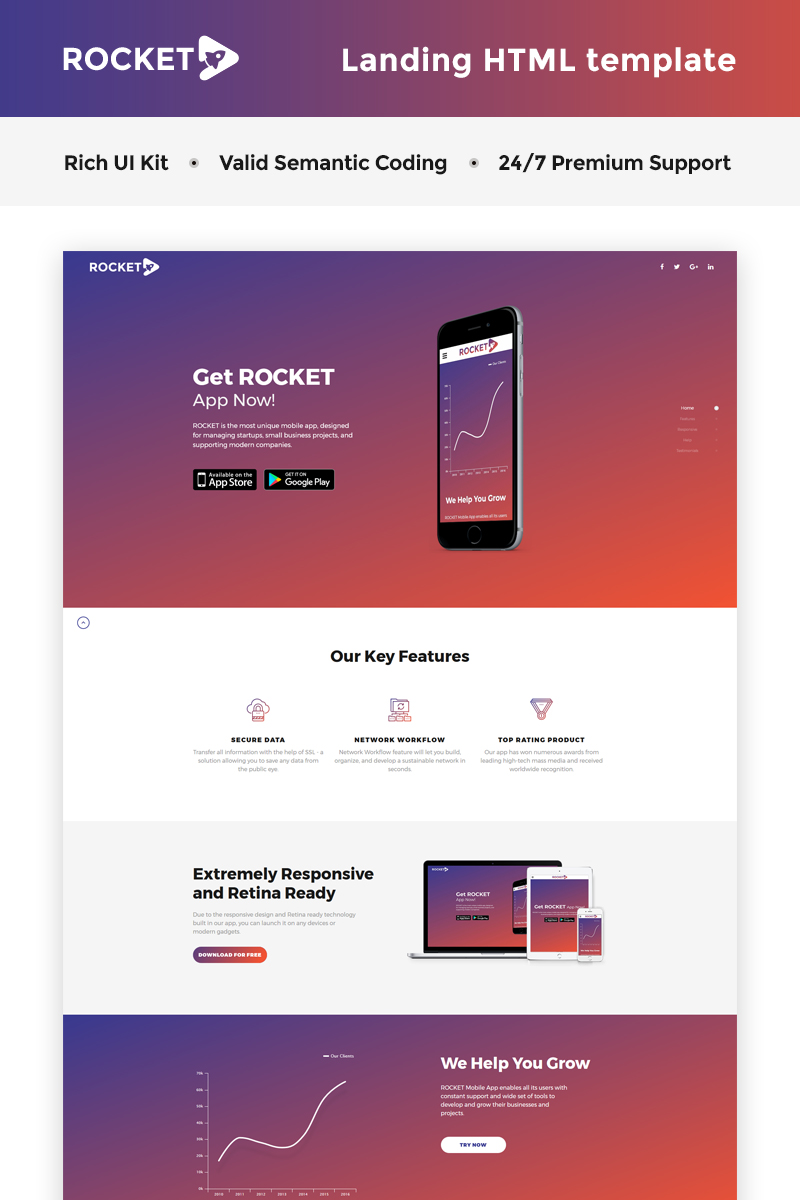 Responsivt ProApp - HTML5 Page Landing Page-mall #66268 - skärmbild