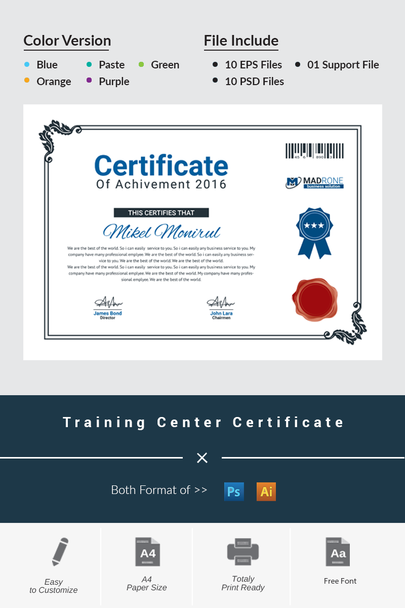 Free Template For Training Certificate