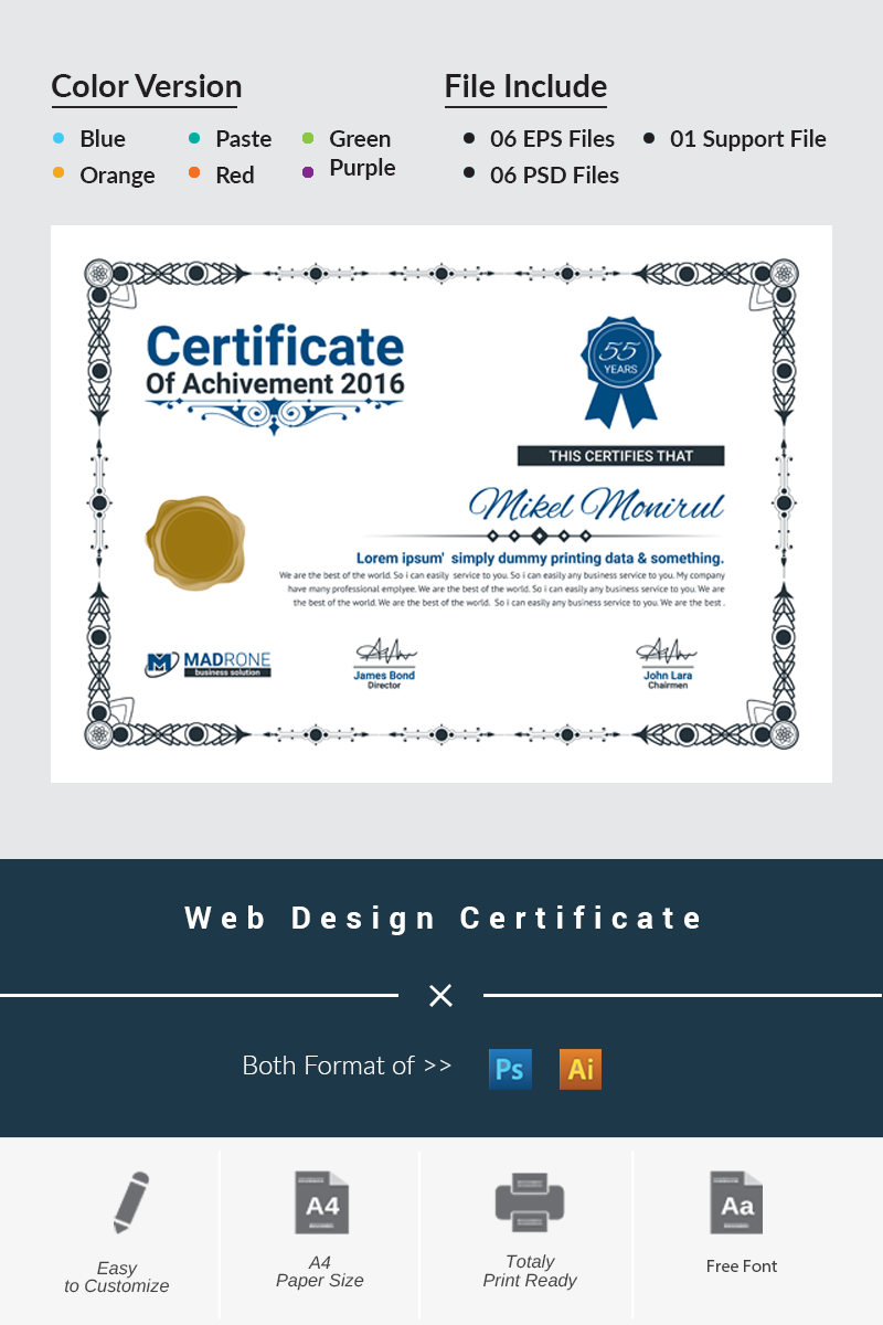 Web Design Certificate Template 66276