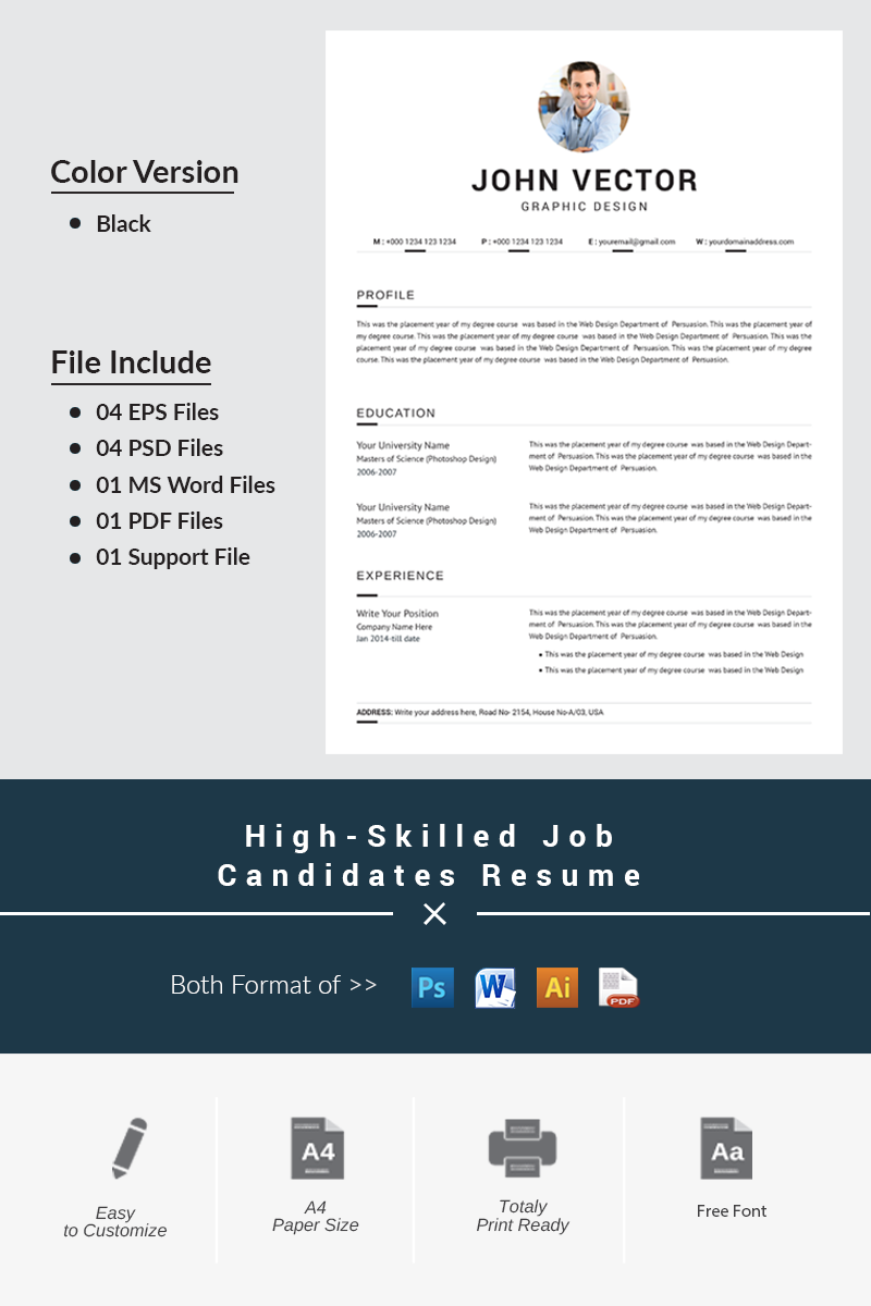 High-skilled job candidates Resume Template