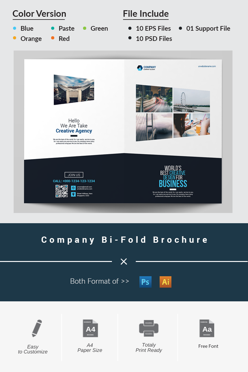 Company Bi-Fold Brochure - Corporate Identity Template