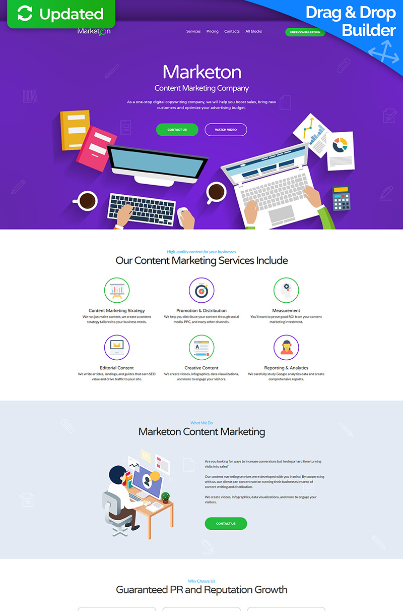 "Content Marketing Landing Page Template" Responsive Landingspagina Template №66381