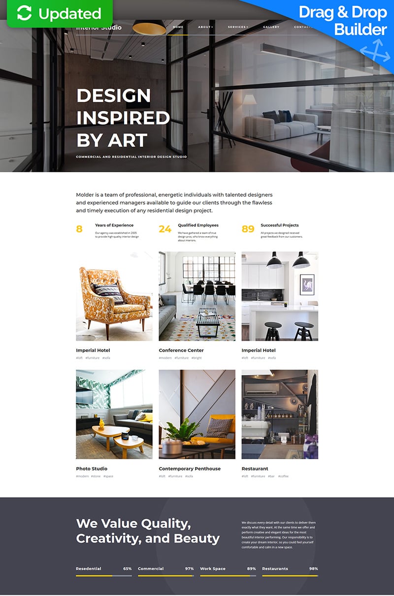 Responsivt Interior Design Premium Moto CMS 3-mall #66396