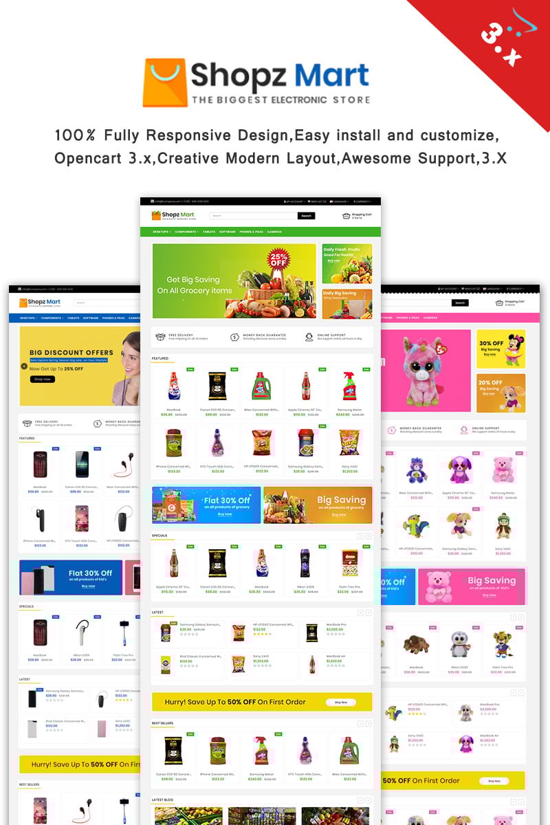 Shopz-Mart 3.x Responsive OpenCart Template