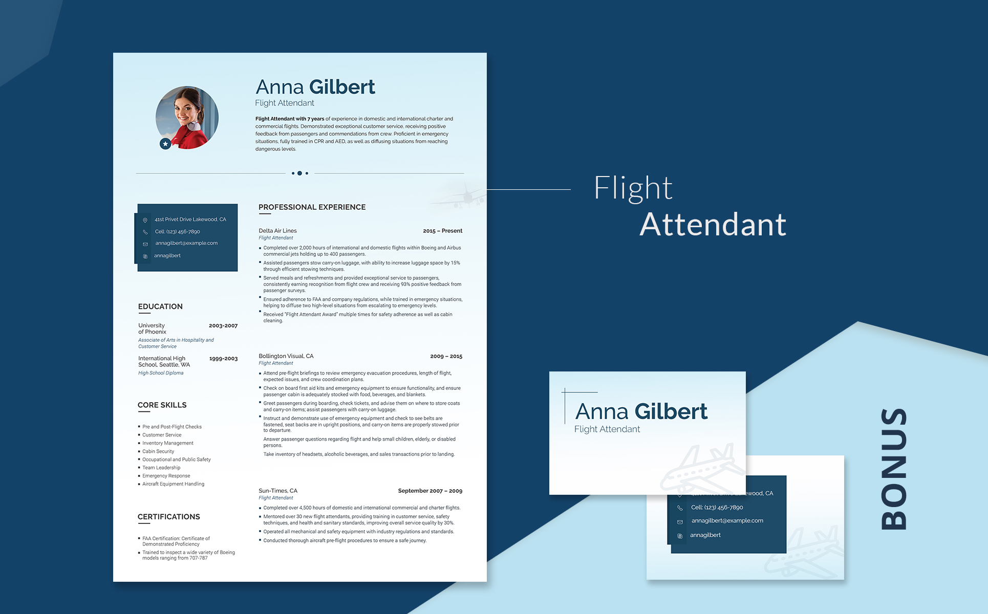 Download Резюме "Пример резюме воспитателя" / Anna Gilbert - Flight Attendant Resume Template - Резюме на тему графика flight attendant steward stewardess charter plane air airplane crew hostess airline cabin assistant stuartist flights