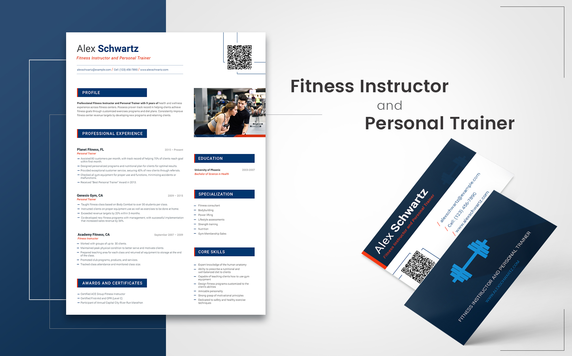 Download Alex Schwartz - Fitness Instructor Resume Template.