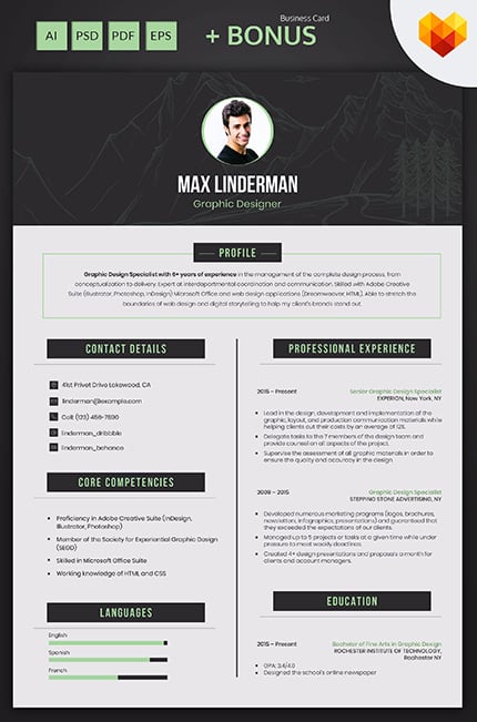 Template #66455 Graphic Design Moto CMS CV - Logo template Preview