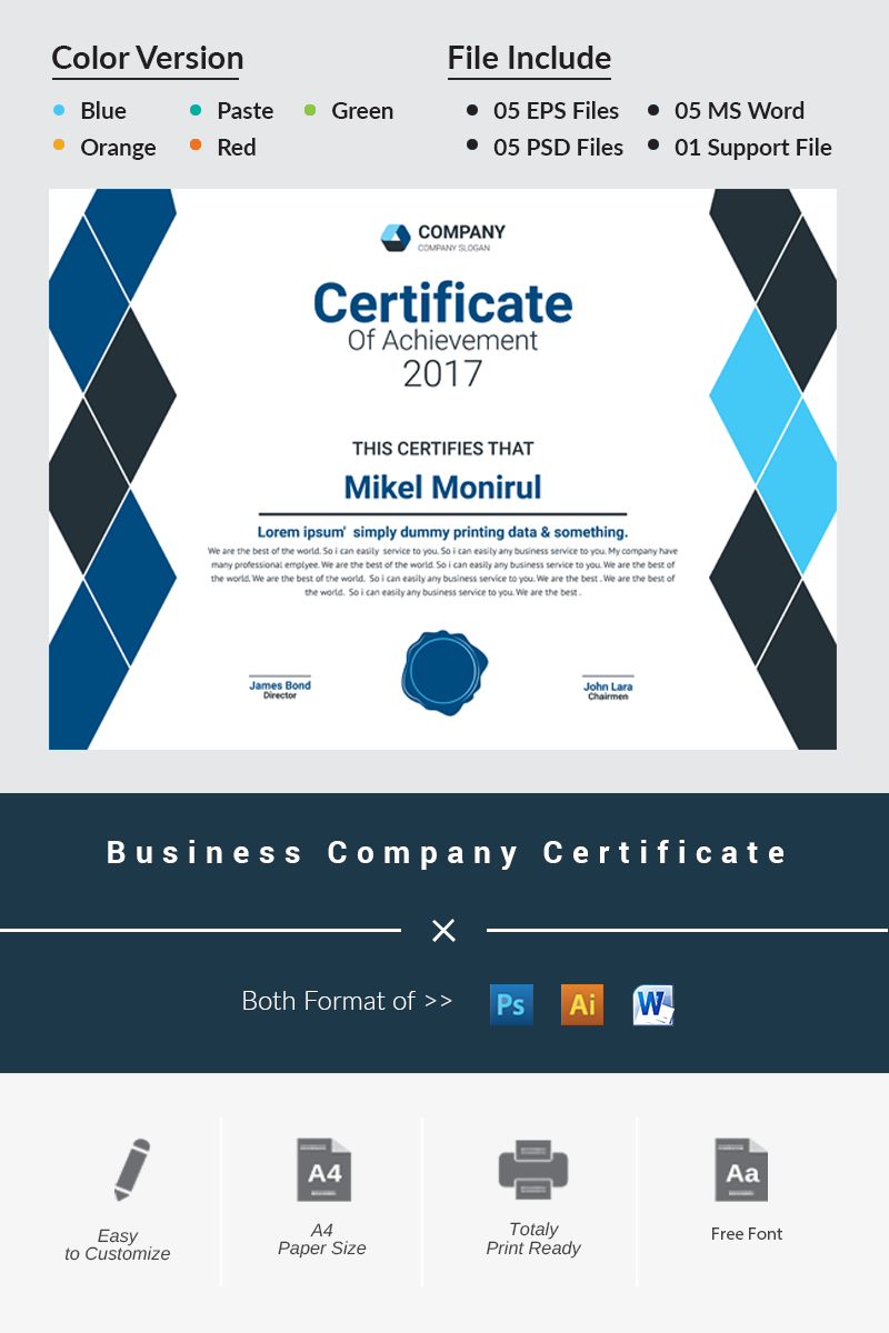 Business Company Certificate Template