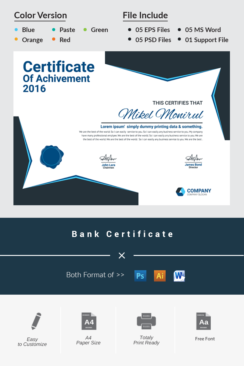 Bank Certificate Template