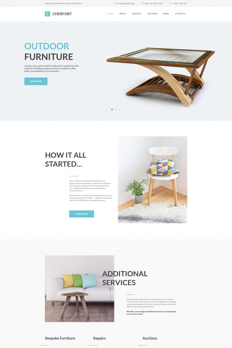 Moto CMS HTML Vorlage namens "Cherfort - Furniture Company" #66423