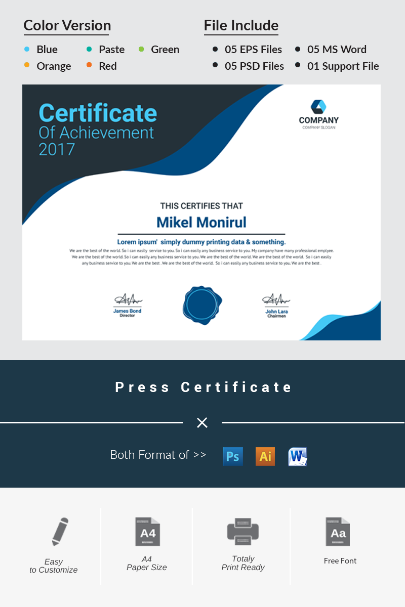 "Press" modèle de certificat #66496