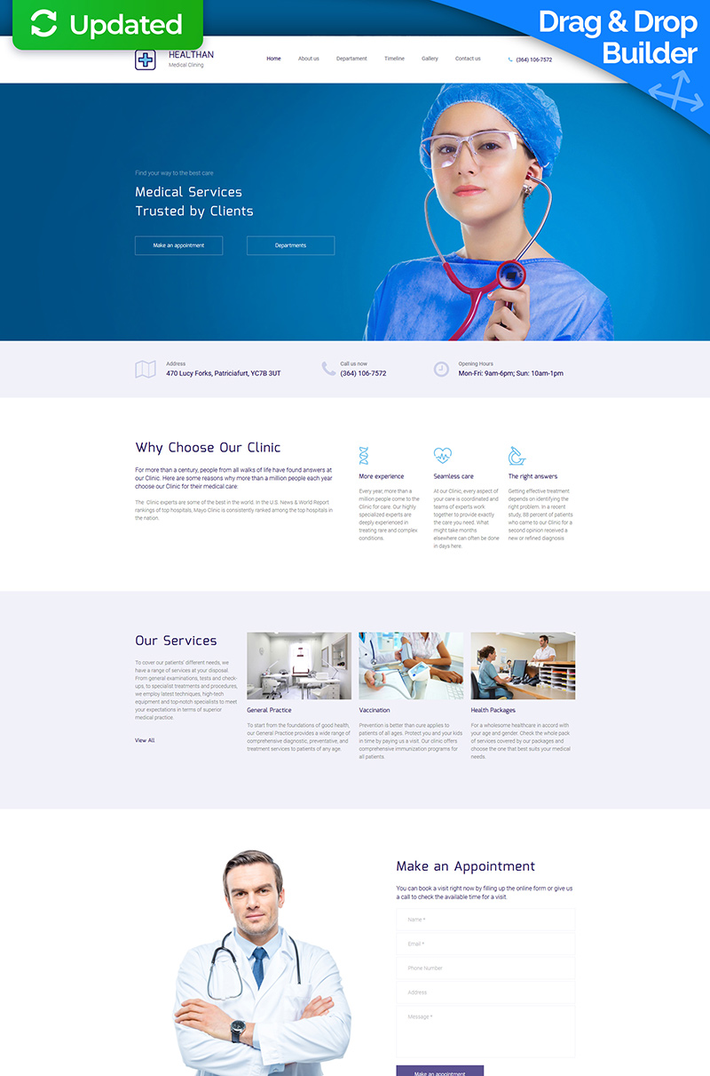Responsivt Healthan - Medical Premium Moto CMS 3-mall #66408
