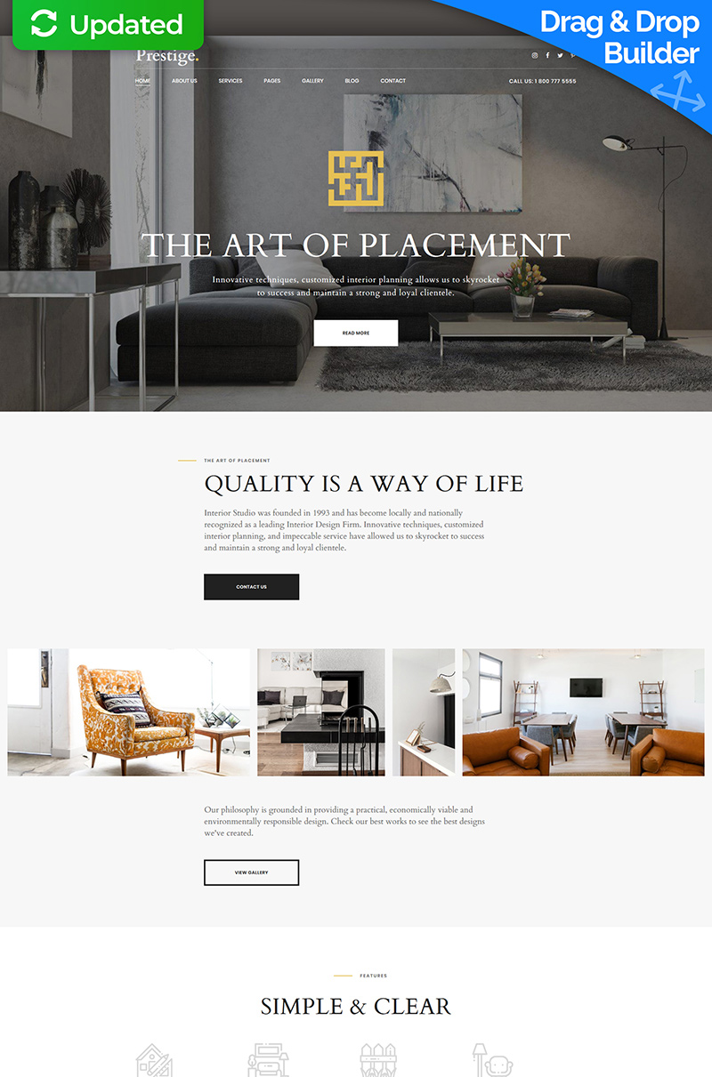 Responzivní Moto CMS 3 šablona "Best Interior Design" #66413 - screenshot