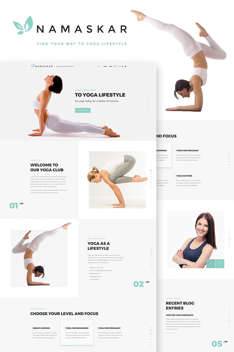 Template WordPress Responsive #66469 "Namaskar - Yoga"