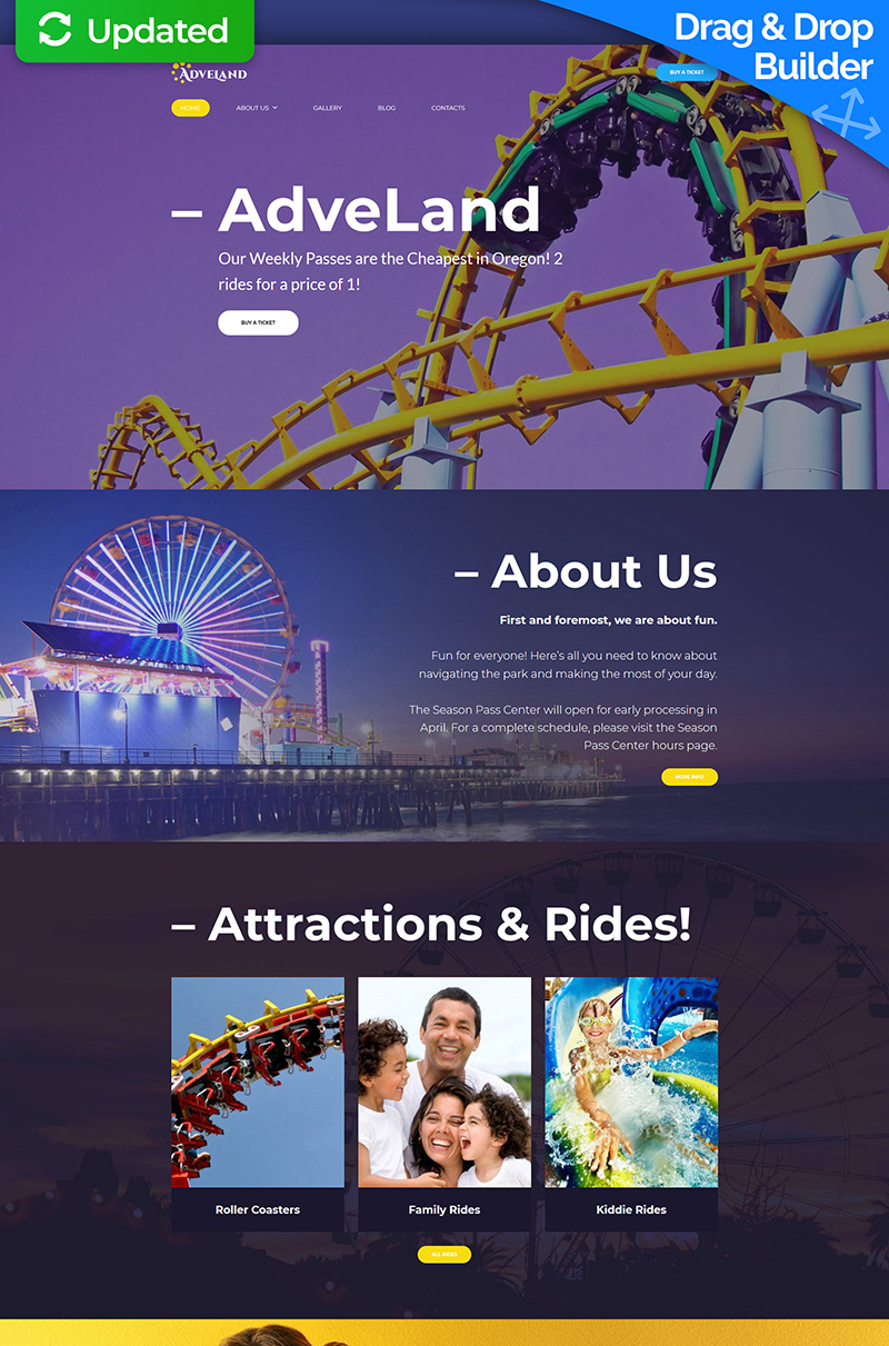 "Adveland - Amusement Park" modèle Moto CMS 3 adaptatif #66540