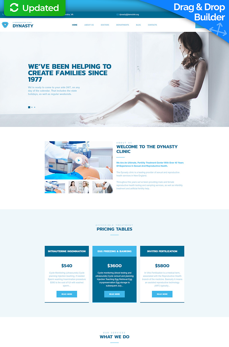 "Dynasty - Reproduction Clinic" Responsive Moto CMS 3 Template №66508 - screenshot