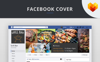 Facebook Cover Picture and Avatar For Grill Bar Social Media Template