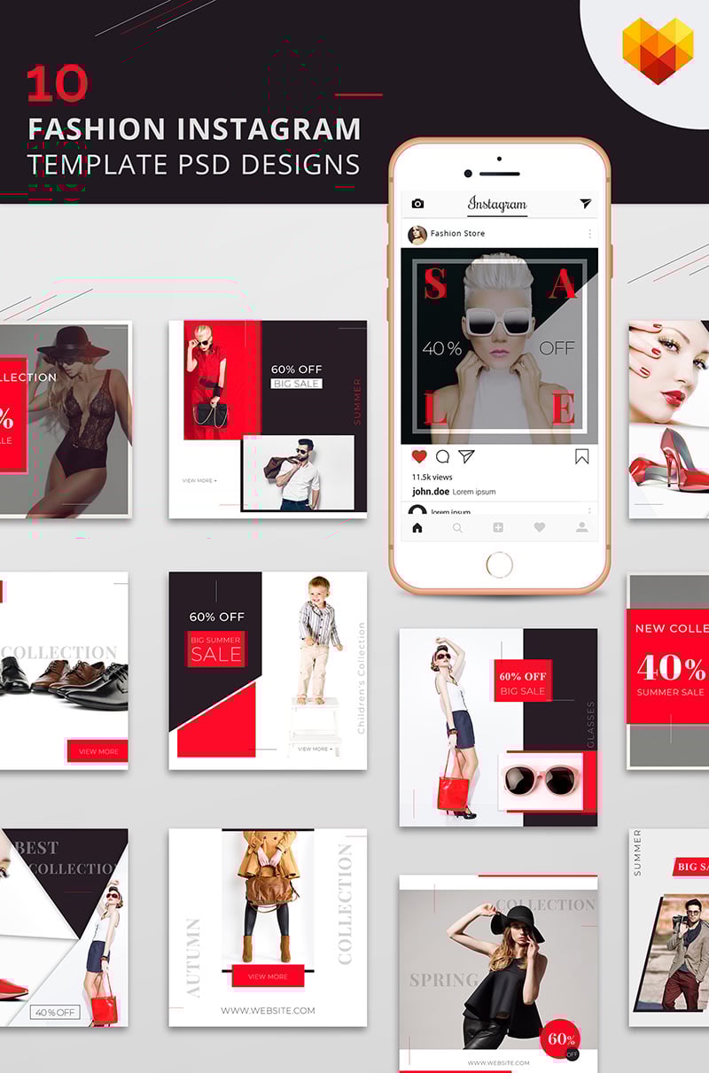 Medios Sociales "10 Fashion Instagram Template PSD Designs" #66589 - captura de pantalla