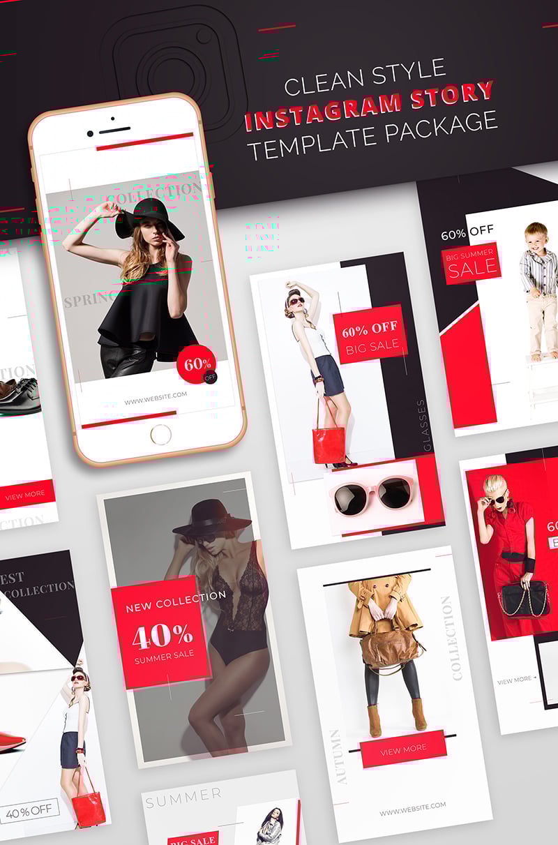 Medios Sociales "Instagram Story Template Package For Fashion Business" #66587 - captura de pantalla