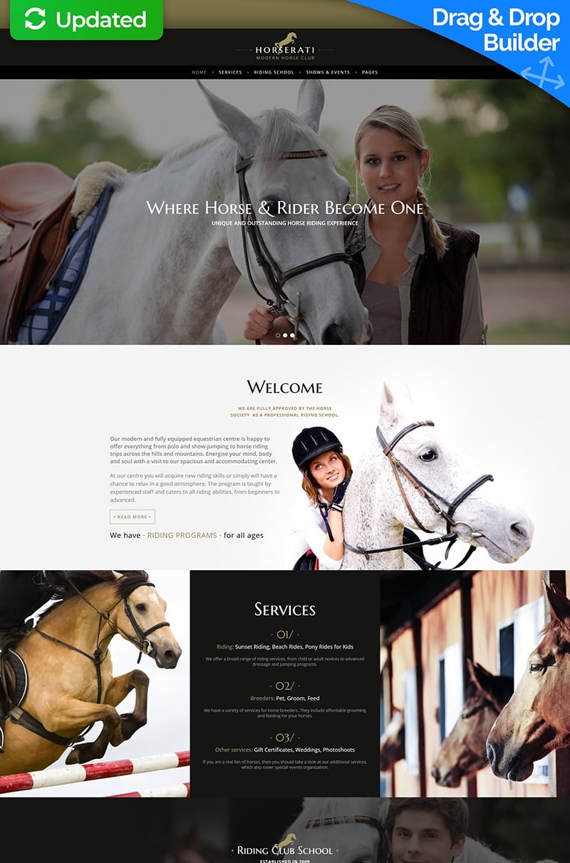 Plantilla Moto CMS 3 "Horserati - Horse Club" #66502