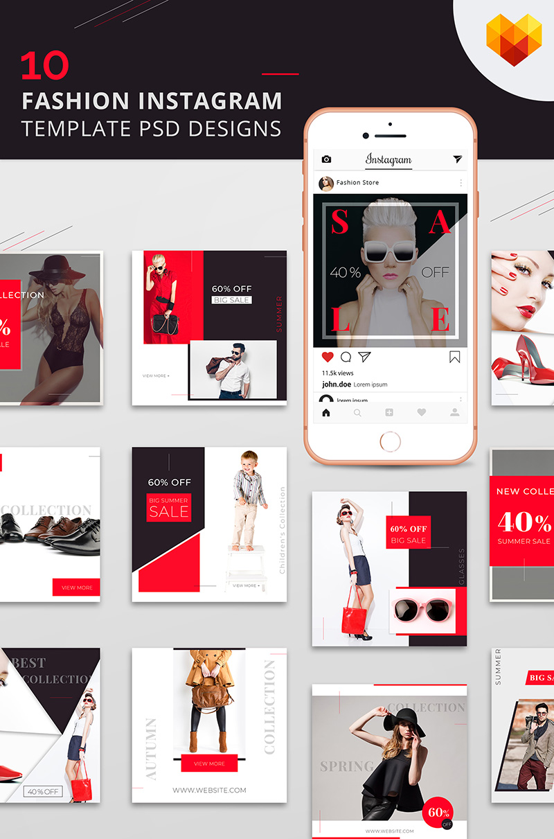 Sociální sítě "10 Fashion Instagram Template PSD Designs" #66589 - screenshot