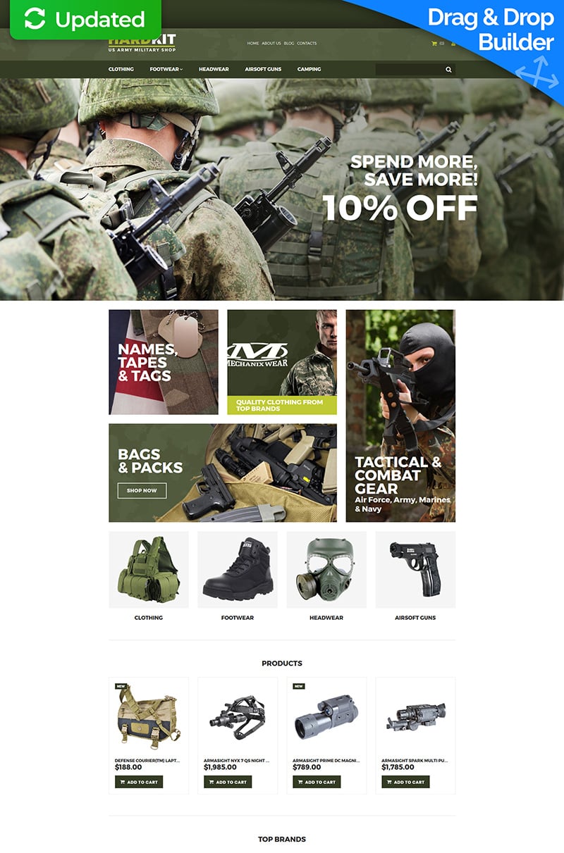 Template MotoCMS E-commerce Responsive #66562 "HardKit - US Army Military Store"