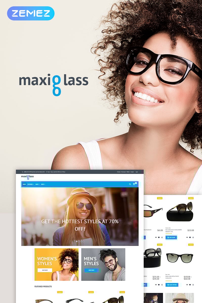MaxiGlass Eye Glasses WooCommerce Theme - screenshot