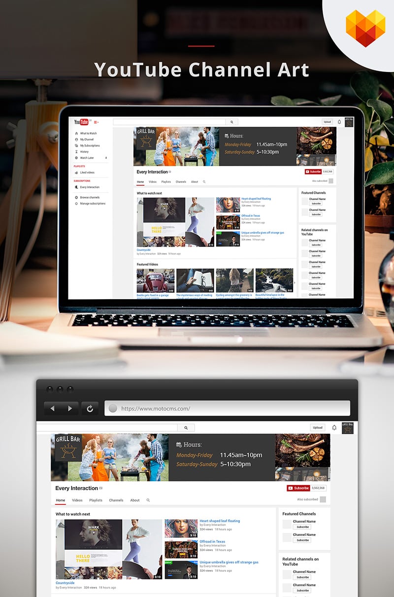 "Grill Bar Youtube Channel Art" média social #66795 - screenshot