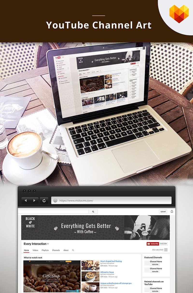 Modello Social Media #66794 "Coffee Shop Youtube Channel Art" - screenshot