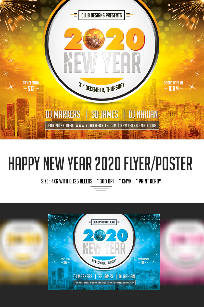 New Year Party Flyer and Poster 2020 Psd #66782