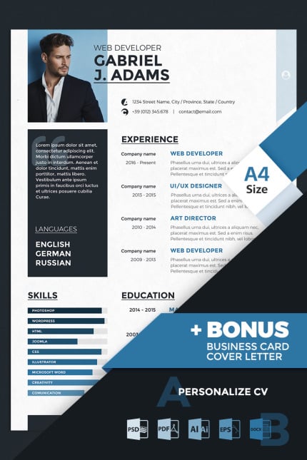 Template #66834 Resume Business-card Webdesign Template - Logo template Preview