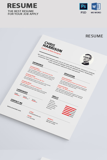 Template #66854 Resume A4 Webdesign Template - Logo template Preview