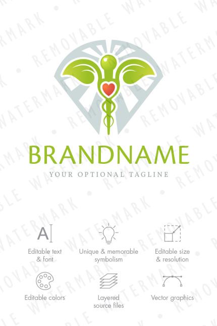 Template #66874 Leaf Caduceus Webdesign Template - Logo template Preview