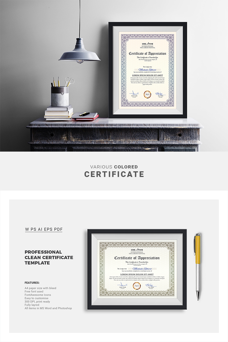 Prémium Corporate & Modern Word Multipurpose Certificate Template 66851