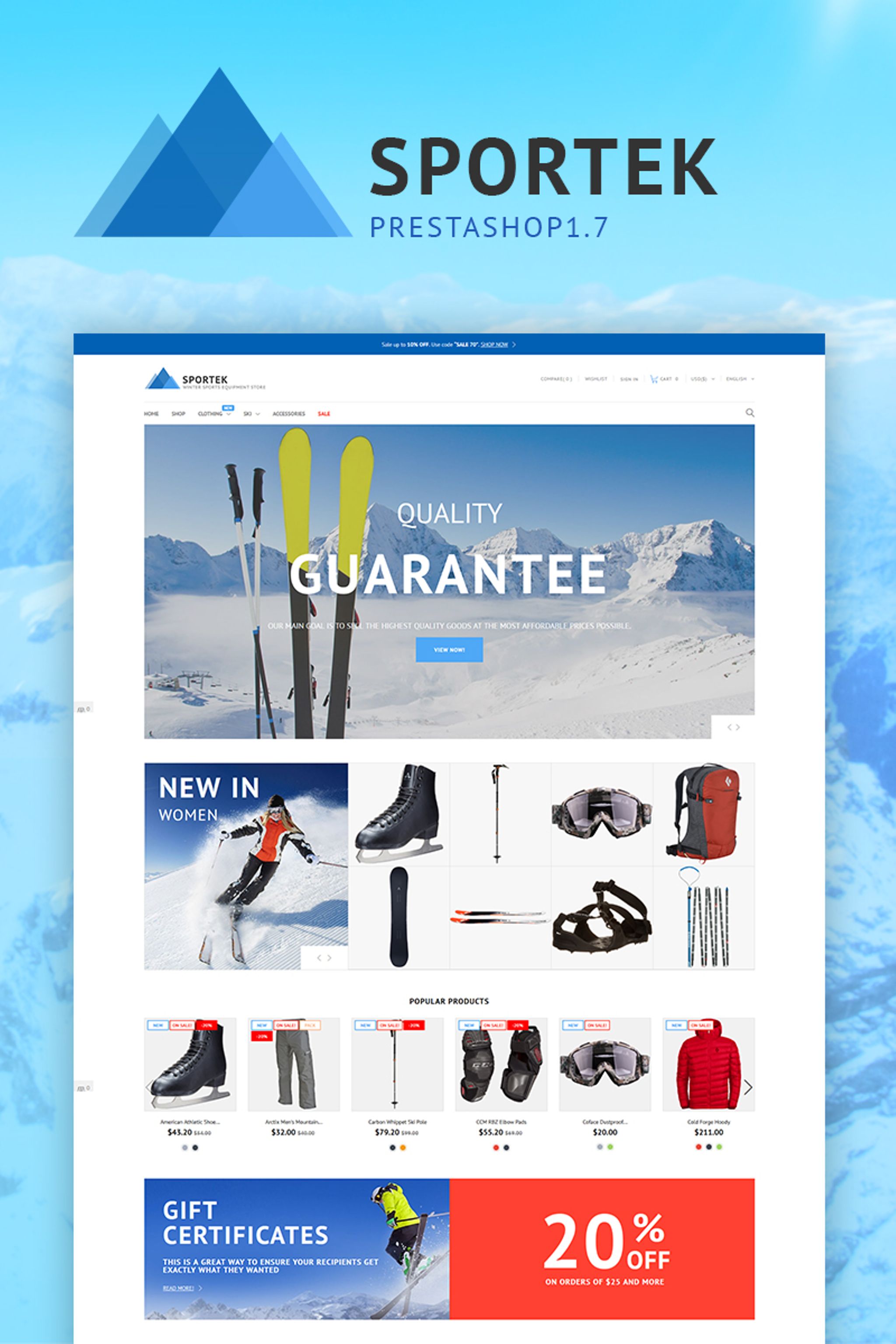 Responsywny szablon PrestaShop Sportek - Winter Sports Equipment Store #66844 - zrzut ekranu