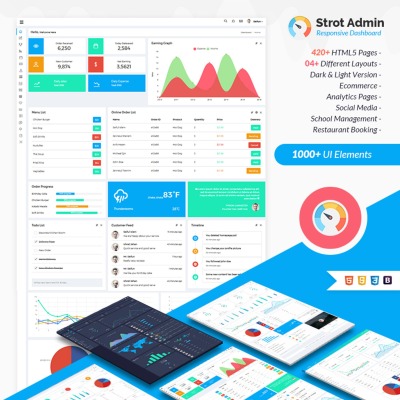 Шаблон панели управления "Strot Admin - Responsive Dashboard" #66860