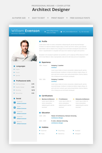Template #66961 Resume Professional Webdesign Template - Logo template Preview