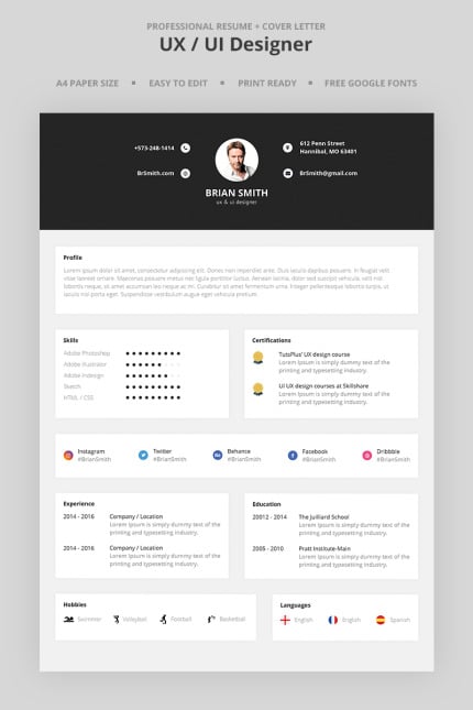 Template #66981 Resume Professional Webdesign Template - Logo template Preview