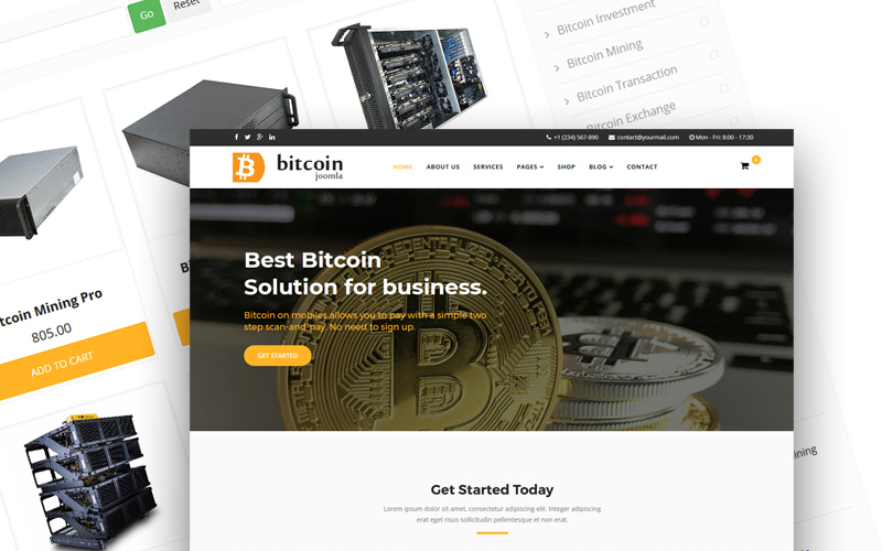 Bitcoin - Mining and Cryptocurrency Joomla Template - screenshot