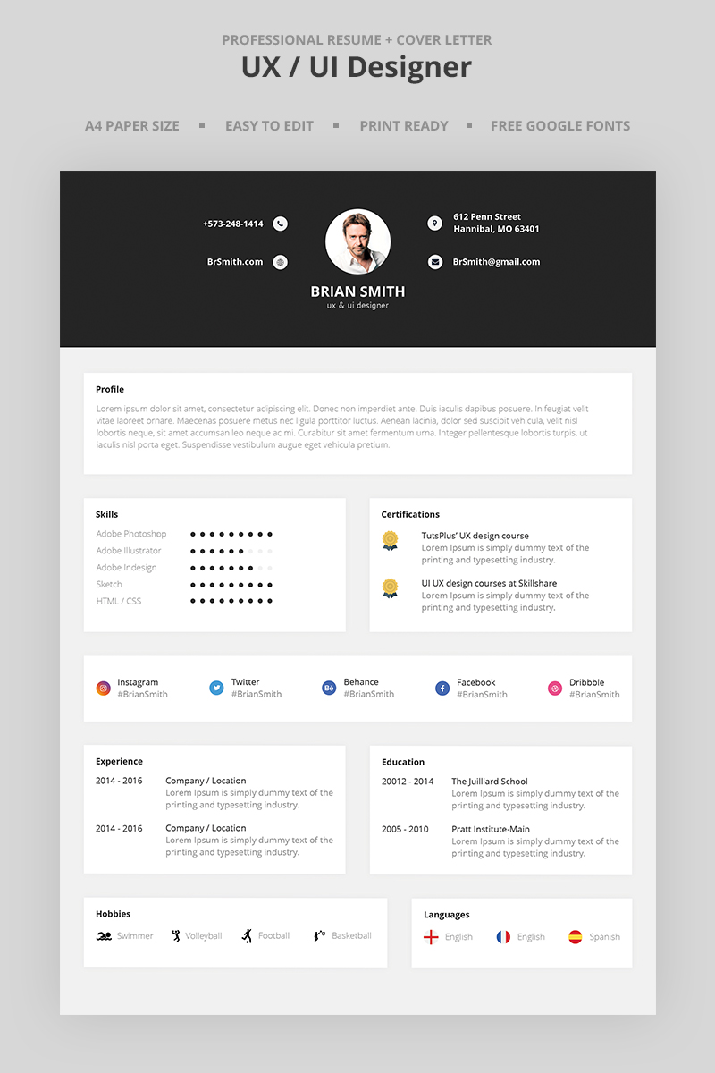 Ux Designer Resume Template Free Download