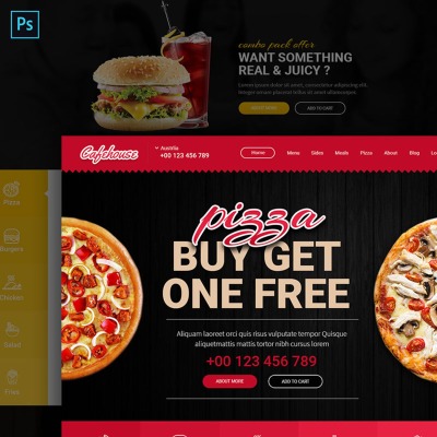 Cafehouse - Food Online Ordering eCommerce Bootstrap PSD Template #66994